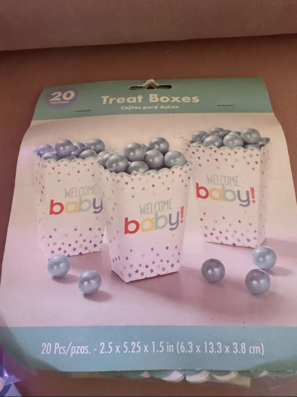 Baby Shower Treat Boxes - Blue & White Set (20 pcs) includes (2)packages. NWT